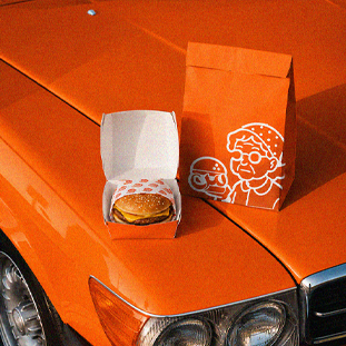 Minimalist burger packaging and food box mockup designed by HK Creative in Palakkad